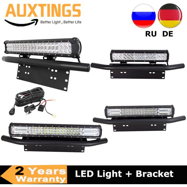Listwa świetlna LED 18 20 23 cali 126W 288W 324W + przedni zderzak Bull Bar, uchwyt tablicy rejestracyjnej, zestaw okablowania do ATV 4WD 4x4 samochodu
