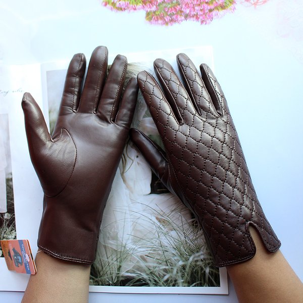 Gants en peau de mouton pour écran tactile, broderie à la mode pour femmes, nouveau Style, doublure en velours, gants d'hiver en cuir froid et chaud