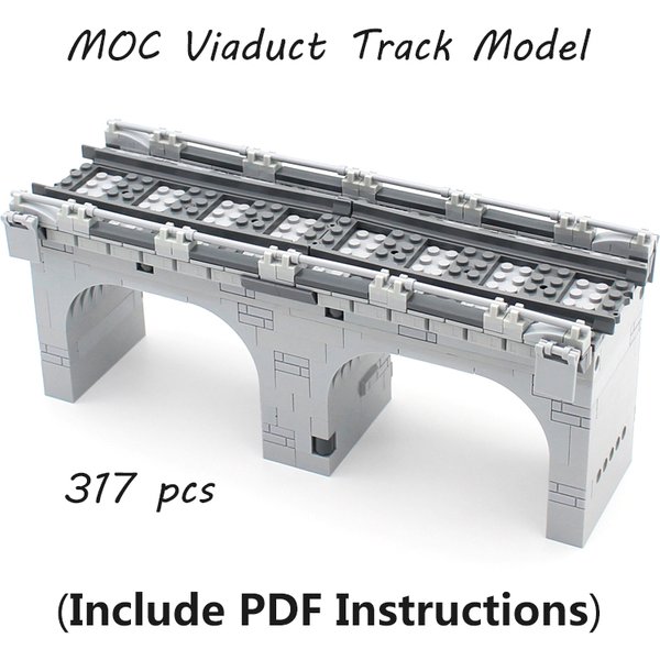 317Pcs MOC Track Viaduct Modell Set Eisenbahn Zug Brücke Kompatibel Stadt Zug Teile Straße Verkehrs Ansicht Bausteine Kind spielzeug