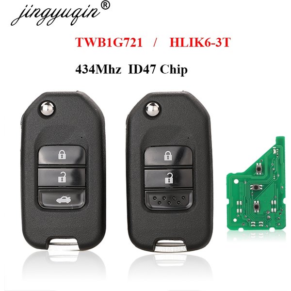 Jingyuqin 2/3BTN clé à distance pour Honda Civic Accord City CR-V Jazz XR-V Vezel HR-V FRV Spirior JADE 433MHz HLIK6-3T / TWB1G721