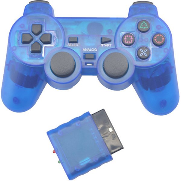 Manette de jeu sans fil de couleur transparente pour PS2, contrôleur Bluetooth à vibrations 2.4G, compatible avec Playstation 2