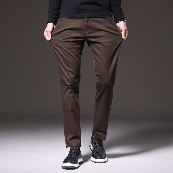 Pantalon Slim en coton extensible pour homme, décontracté, mode Business, haute qualité, marque, kaki, vert, gris, nouvelle collection automne 2024