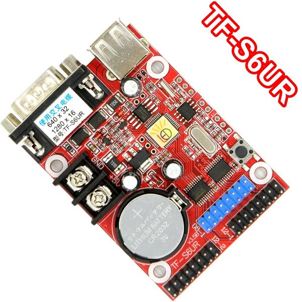 TF-S6UR USB + Serial Port LED Control Card 640x32 Pixels P10 F3.75 F5.0 P4.75 LED Sign Display Module Asynchronous Controller