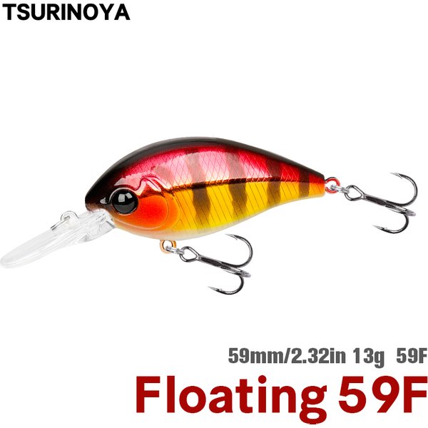 TSURINOYA 59F Floating Crankbait Fishing Lure CHARM 59mm 13g Bass Pike Hard Bait Jerkbait Professional Crank Baits
