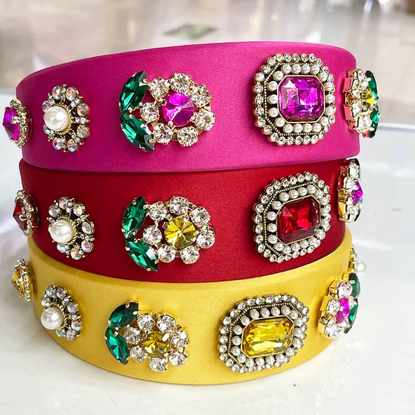 Baroque Flower Metal Pearl Rhinestone Knot Hairband Headband Adult Hair Accessories