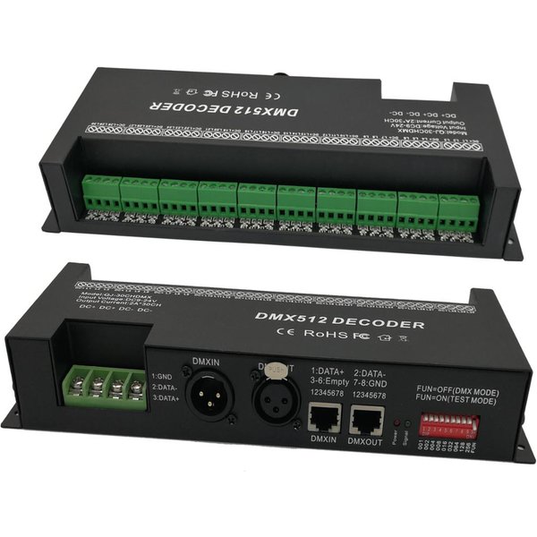 30 Kanal RGB Dmx512 Decoder Led Streifen Dmx Controller 60A Dmx Dimmer PWM Treiber Eingang DC12-24V 30CH Bühnenbeleuchtung