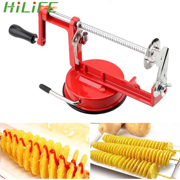HILIFE Twisted Potato Apple Slicer Manual Stainless Steel Spiral French Fry Cutter Vegetable Spiralizer Kitchen Cooking Tools