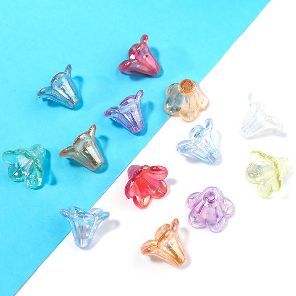 50-100 pièces AB couleur perles acryliques fleur entretoise fin perles casquettes perles breloque pour la fabrication de bijoux perles en vrac Bracelets à faire soi-même en gros