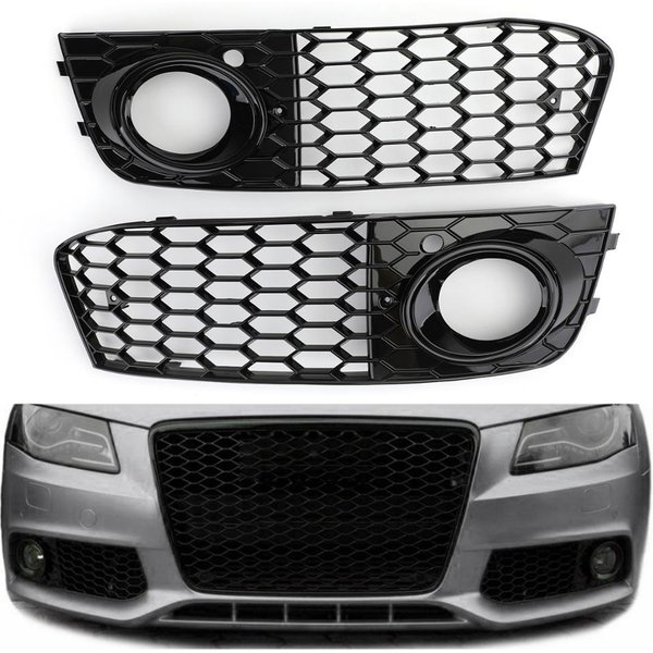 Couvercle d'admission de calandre en maille nid d'abeille, pour Audi A4 B8 RS4 2009 2010 2011 2012, 8KD 807682 8KD 807681 Pièces de gril