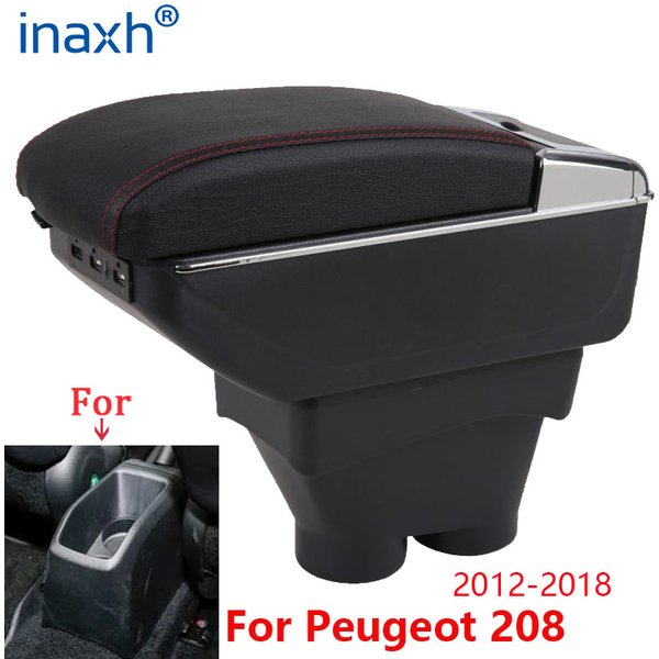 For Peugeot 208 Armrest Box 2012-2018 Storage box Car Holder Ashtray Interior accessories Retrofit parts USB 2017 2016 2015