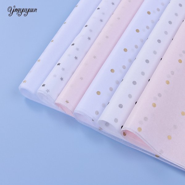 10 Blatt/Los 50 x 70 cm Geschenkpapier DIY handgemachtes Handwerk Stern Liebe Punktmuster Seidenpapier Blumenverpackungsmaterial