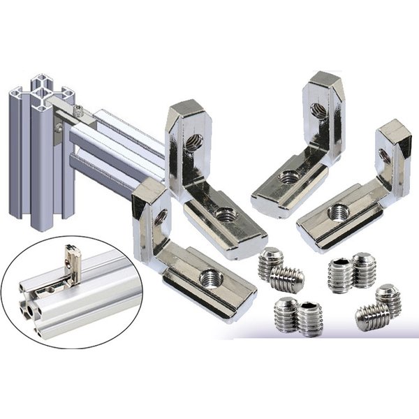 Profilé en aluminium en forme de L, fente en T, connecteur d'angle intérieur, support de Joint pour 2020 3030 4040 4545 EU, profil Alu avec vis, 10 pièces