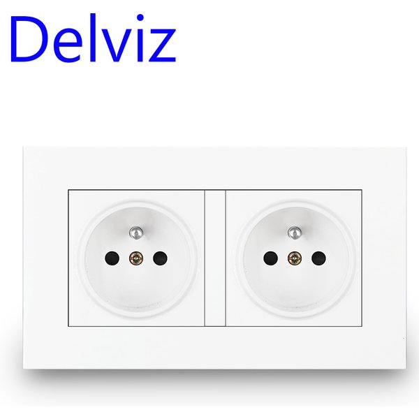 Delviz französischer Standard-Steckdosenadapter, USB-Ladeanschluss für Mobilgeräte, 2-Wege-Schalttafel für Haushalts-Wandleuchten, 2A Dual-USB-Wandstromausgang