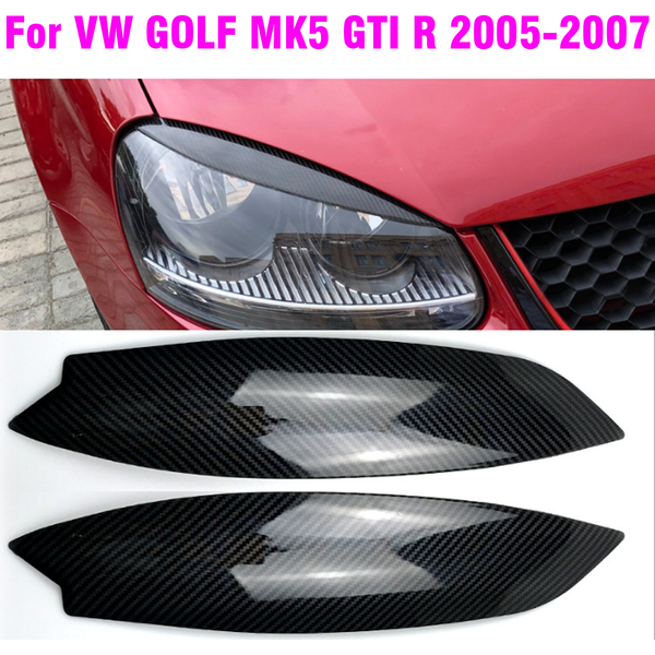 Phares noirs brillants, lumière modifiée, bande de garniture de sourcils pour VW Golf 5 GTI 2005 2006 2007