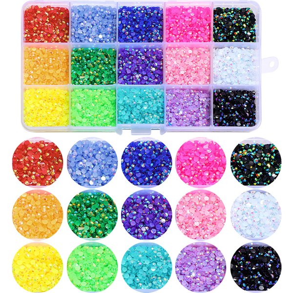 15000 pièces de strass pour ongles en résine AB de 3 mm, à dos plat, colorés, scintillants, accessoires de décoration 3D pour nail art DIY