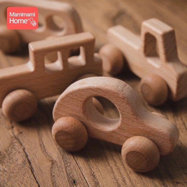 1 pièce, jouet en bois pour bébé, sans BPA, anneau de dentition en bois de hêtre, jouet en bois organique avec motif de voiture, jouet Montessori pour enfants, cadeau pour la dentition, cadeau pour
