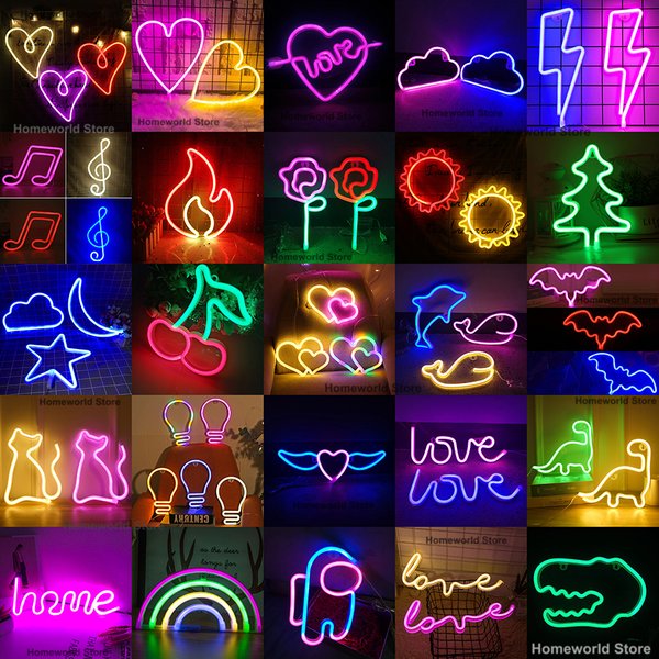 LED néon signe bande nouveau 189 Styles mur Art lampe veilleuse amour coeur Animal chat Figure modèle décor chambre boutique cadeau de noël