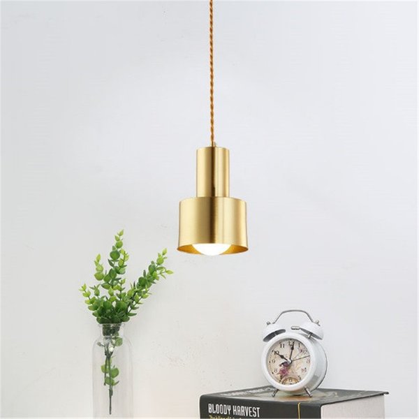 Lampe LED suspendue en laiton avec tête unique en forme de trompette, style nordique, luminaire décoratif d'intérieur, idéal pour un loft, une chambre à coucher, un salon, un bar ou une entrée