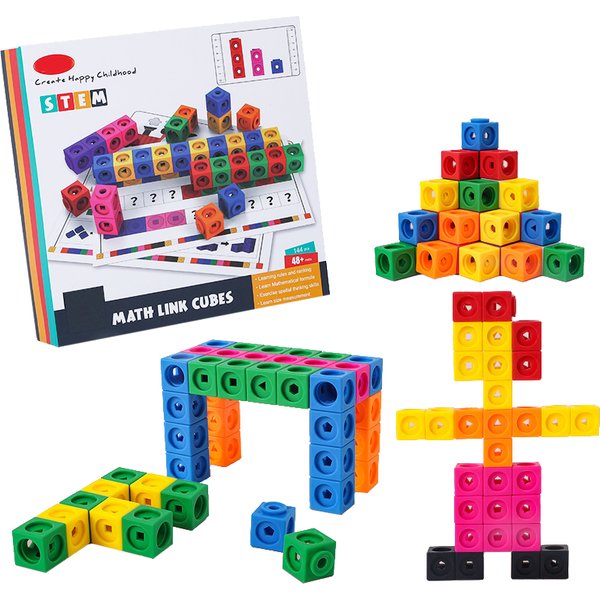 Jouets mathématiques Montessori, 10 couleurs, Cubes à maillons arc-en-ciel, blocs à pression, jeu d'empilage, jouets éducatifs d'apprentissage pour enfants, Puzzle 3D à faire soi-même