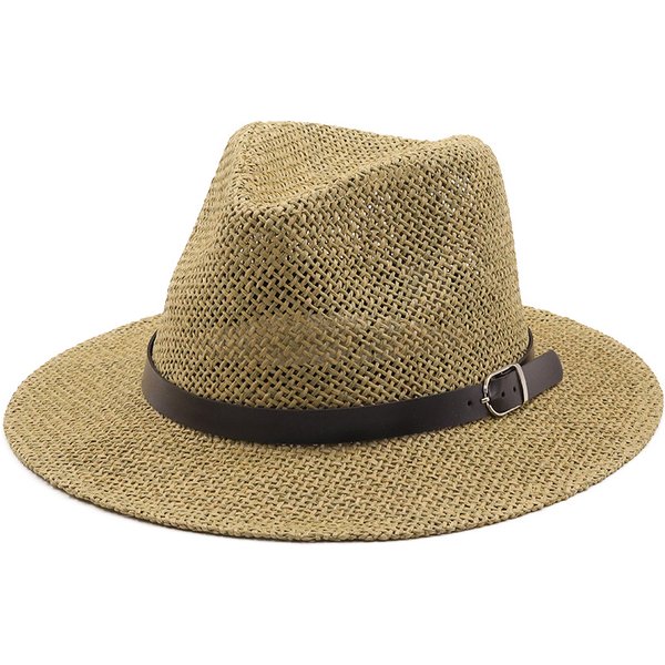 Einfache jazz Panama Hut mit Gürtel Sommer Sonne Hüte für Frauen Mann Sombrero Strand Stroh Fedora Hut UV Schutz Kappe chapeau