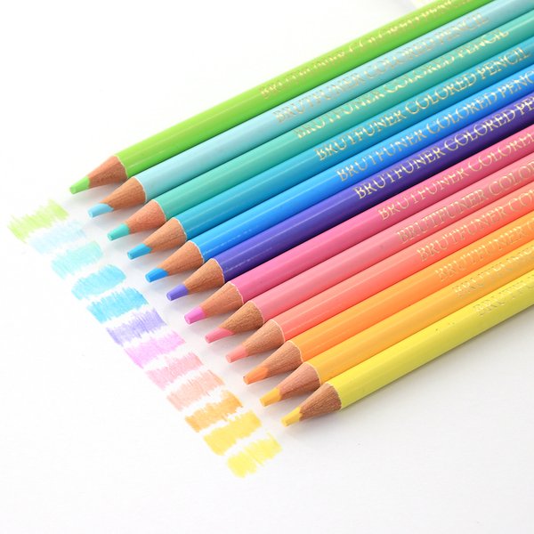 Brutfuner – crayons de couleur Macaron en bois doux, 12 pièces, couleurs vives, couleur Pastel, pour croquis scolaire, cadeaux pour enfants et adultes