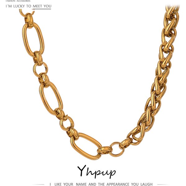 Yhpup – collier chaîne en acier inoxydable 316L, doré brillant, épais, épais, collier athane enshemчка на yahю ж misce, cadeau, nouveau