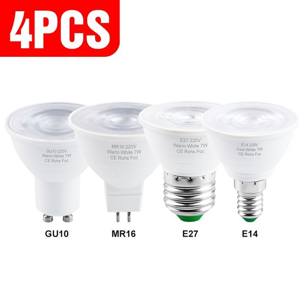 4 pièces E27 LED ampoule GU10 projecteur 220V Led lampe MR16 maïs ampoule Gu5.3 Spot LED Lampara E14 Bombilla pour l'éclairage de la maison