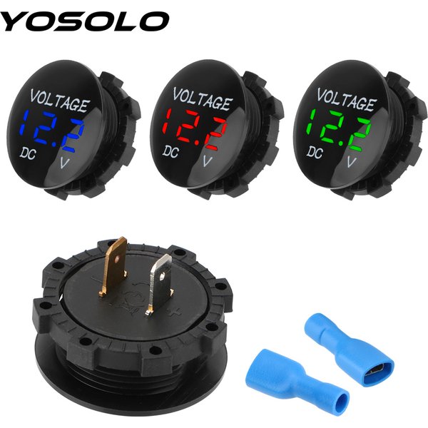 YOSOLO Voltage Meter Tester Led Display For Car Auto Motorcycle DC 12V-24V Mini Digital Voltmeter Ammeter