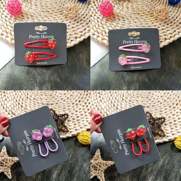 Cute New Sparkling Strawberry BB Clips Kids Hairpins Children Headwear Baby Clips Headdress Elastic Hair Bands Girls Accessories
