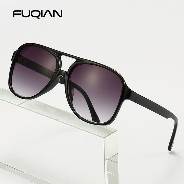FUQIAN rétro surdimensionné lunettes de soleil hommes femmes mode pilote lunettes de soleil polarisées pour unisexe Vintage dégradé lunettes extérieures