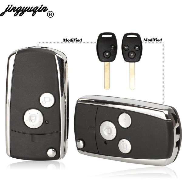 Jingyuqin – Coque de clé télécommande pliable 2/3 boutons pour HONDA Accord Civic CRV Pilot Fit CRV ODYSSEY – Style automobile
