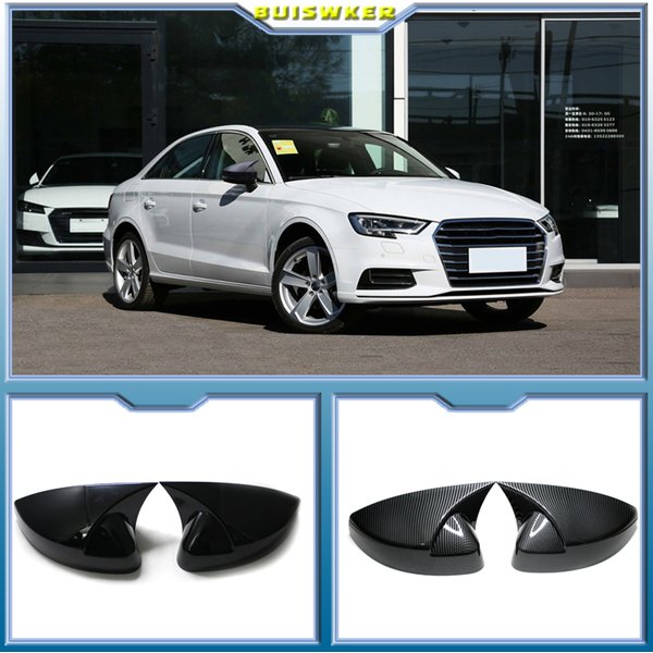 2Pcs Seite Auto Rückspiegel Abdeckung Kappen Für Audi A3 S3 RS3 8V TFSI TDI Spiegel Werkzeuge fall Glänzend/Carbon Faser Stil 2013-2020