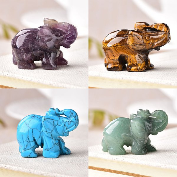 1 STÜCK Natürlicher Kristall Rosenquarz Elefant Amethyst Obsidian Tiere Stein Handwerk Kleine Dekoration Wohnkultur Weihnachtsgeschenk