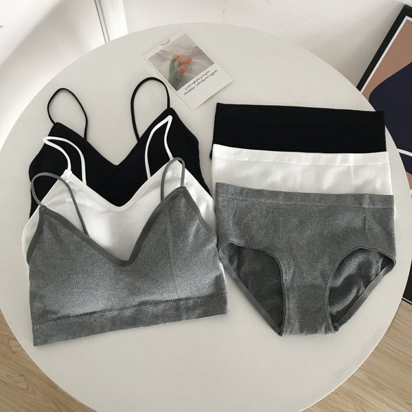 Ensemble soutien-gorge et slip en coton pour femmes, couleur unie, soutien-gorge Push Up, sous-vêtements de sport, Lingerie Sexy sans anneau en acier, nouvelle collection