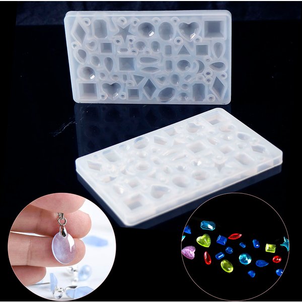Small Size Mix Shape Heart Round Square UV Resin Epoxy Silicone Molds Making Cabochon Decorative Craft Jewelry Making Mold