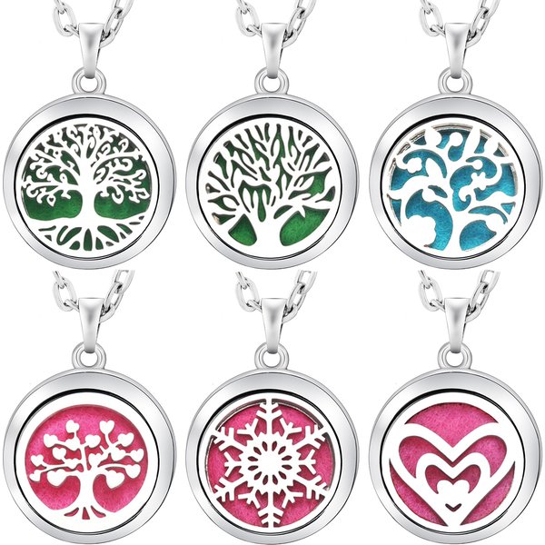 Neue Edelstahl Mode Baum Des Lebens Aromatherapie Halskette Ätherisches Öl Diffusor Parfüm Medaillon Anhänger Frauen Schmuck Geschenk