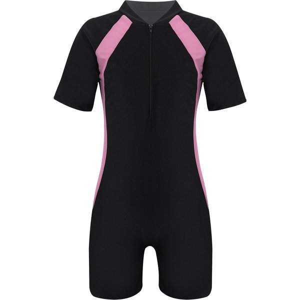 Maillot de bain une pièce pour enfants, col montant, manches courtes, document de natation, costume de bain, short Rash Guard, combinaison cool pour enfants