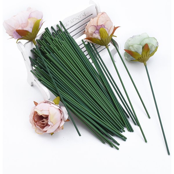 30 Stück 13,5cm/40cm Eisendraht-Stiele mit Grünen Blättern, Vasen-Dekoration, Weihnachtliche Dekorative Blumen, Kränze, Großhandel Künstliche Blumen
