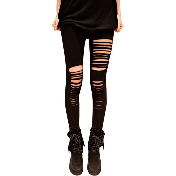 2020 frauen Sexy Leggings Koreanische Frühling Herbst Stil Matte Imitation Leder Unregelmäßige Löcher Zeigen Dünne Große Version Mädchen Hosen