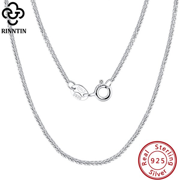 Rinntin 925er Sterlingsilber, italienische handgefertigte 1,2/1,6/2,0 mm Chopin-Kette für Damen, modische Basic-Halskette, Schmuck SC53