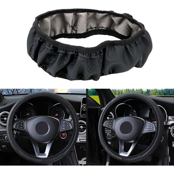 Embossing Leather Car Steering Wheel Cover Decoration Interior Anti Slip Caravan Trailer Truck Off Road 4x4 Auto Accessories