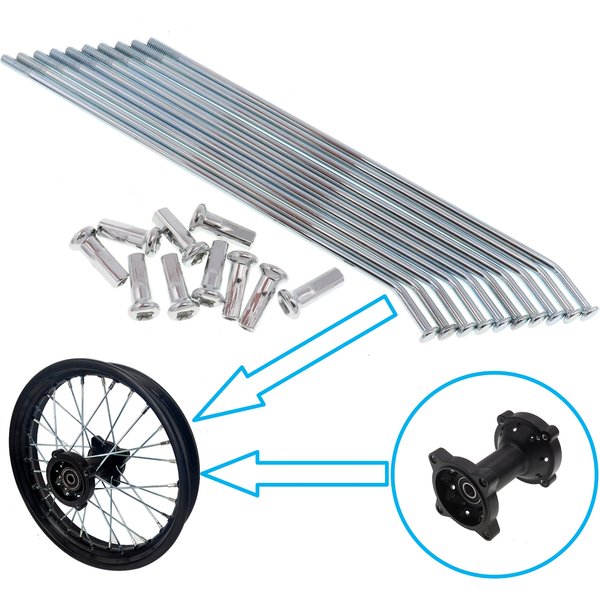 10 Teile/satz 10 "12" 14 "16" 17 "19" Vorne oder Hinten Felge Hub Rad Speichen für XR CRF BBR Dirt Pit Bike