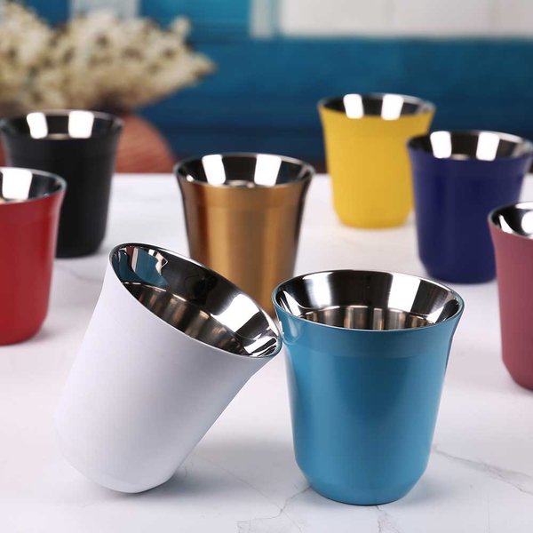 Tasses à expresso en acier inoxydable 304, 80ml, 160ml, isolées, Double paroi, isolation sûre de petite capacité