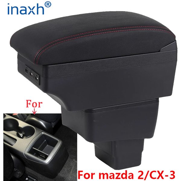 Accoudoir de voiture pour Mazda CX-3, rénovation pour mazda 2 version skyactiv cx3 CX-3, boîte de rangement, accessoires de voiture, chargement USB