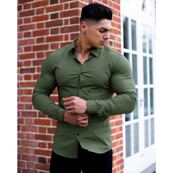 Autumn Fashion Long Sleeve Shirt Men Super Slim Fit Male Casual Social Business Dress Shirt Brand Men Fitness Sports Clothing