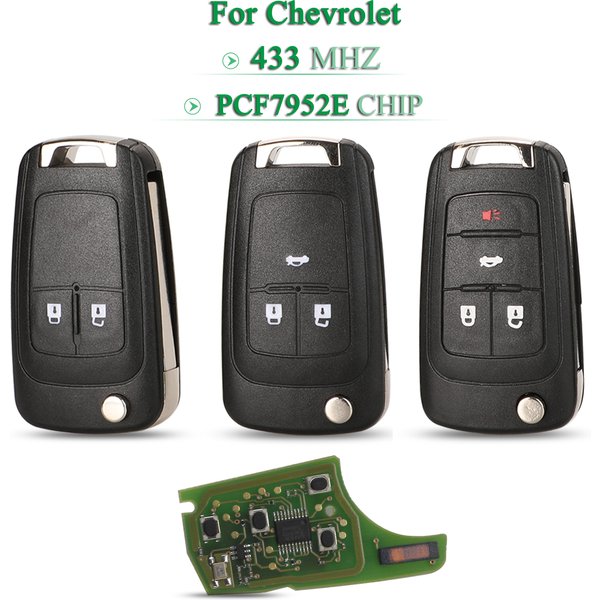 Jingyuqin 2/3/4 Buttons 433Mhz PCF7952E Chip Remote Car Key Fob For Chevrolet Malibu Cruze Aveo Spark Orlando Uncut HU100 Blade