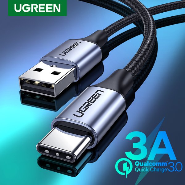 UGREEN USB A to Type C Cable 0.25m 0.5m 1m 2m 3m Braided For Apple iPhone 18 Android Mobile Phone USB C Charging Data Carplay QC