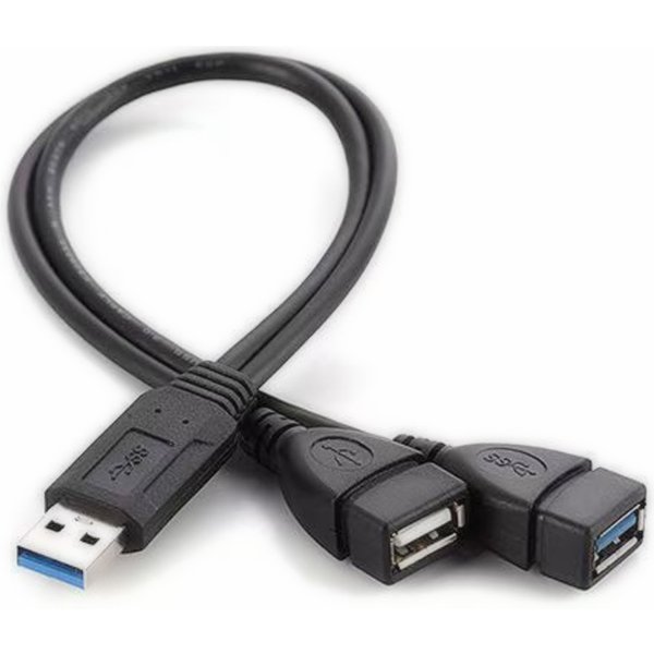 Répartiteur universel USB 3.0 2.0 mâle vers double USB 3.0 femelle, câble adaptateur de câble de données Hub USB à 2 ports pour ordinateur portable