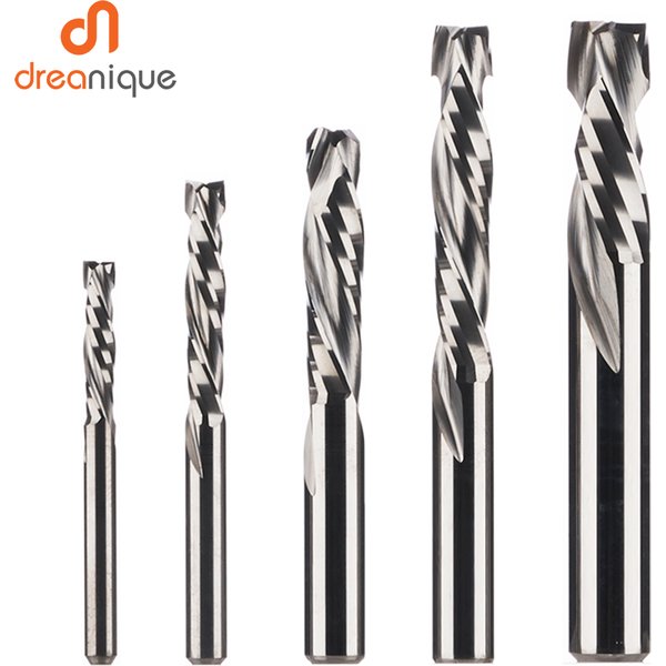 Dreanique 1 Stück Fräser für Holzbearbeitung, Auf- und Abwärtsfräsen, 2-Schneiden Spiral-Hartmetall-Fräswerkzeug, Kompressions-Holzfräser-Bits