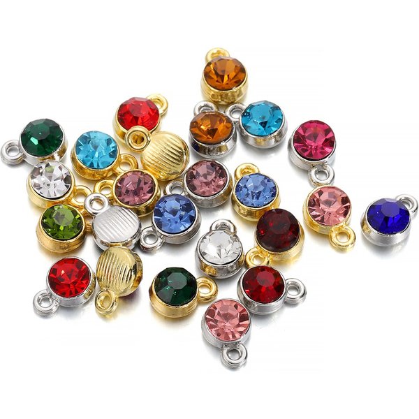 20Pcs/Lot Colorful Crystal Birthstone Dangle Charms Necklace Bracelet Earring Keychain Pendant For DIY Jeweley Making Supplies